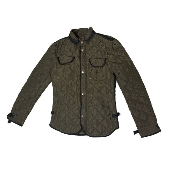 Zara man Utility GorpCore Jacket‎ Small Green Quilted Faux Suede Elbow Patches - Picture 1 of 10